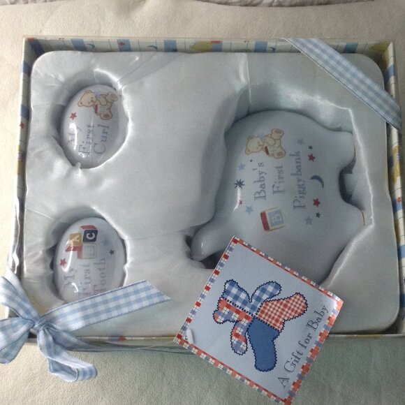 Baby Essentials My First Keepsake Set. 3pc, Bank, Tooth and Hair!  Baby's Firsts - Picture 1 of 7